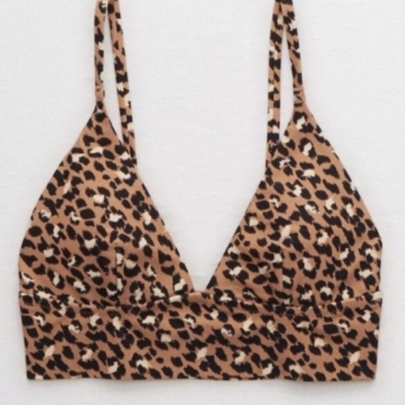 Aerie Leopard Print Triangle Bathing Suit Top Size Small - Picture 2 of 6
